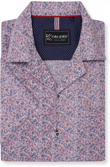Kam Jeans 6343 Hawaiian Collar Floral Short Sleeve Shirt Navy - Krekli - Krekli - 2XL-8XL