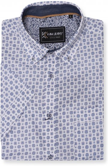 Kam Jeans 6345 Jewel Pattern Short Sleeve Shirt Blue - Krekli - Krekli - 2XL-8XL