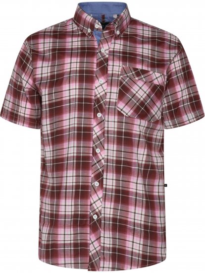 Kam Jeans 6368 Checked Short Sleeve Shirt Red - Krekli - Krekli - 2XL-8XL