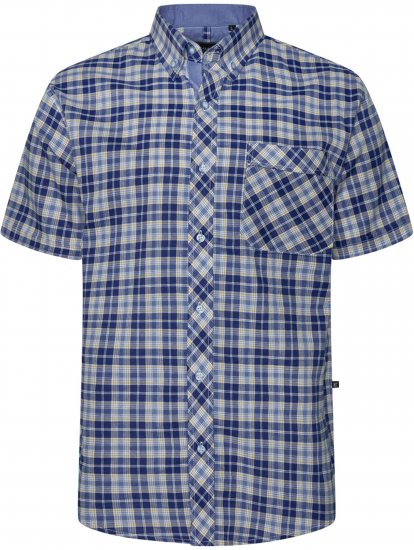 Kam Jeans 6370 Checked Short Sleeve Shirt Blue - Krekli - Krekli - 2XL-8XL