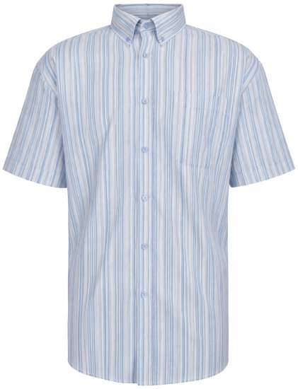 Kam Jeans 6373 Casual Striped Short Sleeve Shirt Blue - Krekli - Krekli - 2XL-8XL