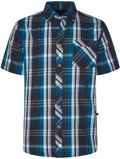 Kam Jeans 6380 Casual Checked Short Sleeve Shirt Navy - Krekli ar īsām piedurknēm - Krekli ar īsām piedurknēm