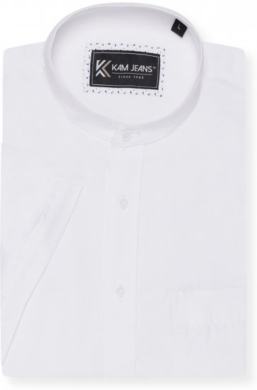 Kam Jeans P020 Premium Short Sleeve Oxford Shirt White - Krekli - Krekli - 2XL-8XL