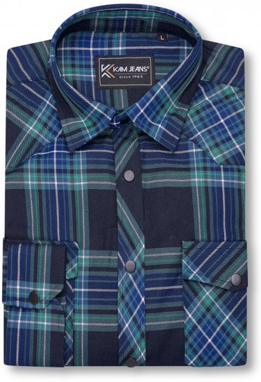 Kam Jeans 6353 Western Check Shirt Navy - Krekli - Krekli - 2XL-8XL