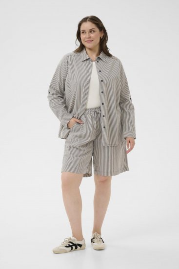 Kaffe Curve Nana Svītraini šorti Pusnakts/Balts svītrains - Džinsi & Bikses Lielos Izmēros – Plus Size - 