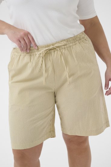 Kaffe Curve Nana Svītraini šorti Chincilla/Balts svītrains - Džinsi & Bikses Lielos Izmēros – Plus Size - 