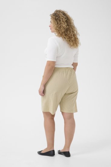 Kaffe Curve Nana Svītraini šorti Chincilla/Balts svītrains - Džinsi & Bikses Lielos Izmēros – Plus Size - 