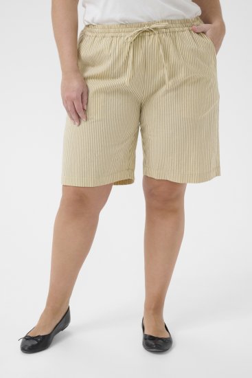 Kaffe Curve Nana Svītraini šorti Chincilla/Balts svītrains - Džinsi & Bikses Lielos Izmēros – Plus Size - 