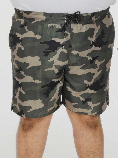 D555 Kody Camo Printed Swimshorts Khaki - Peldbikses - Vīriešu liela izmēra peldšorti