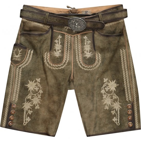 JP1880 Shorts Goat Suede with Belt Buckle Traditional Moss Green - Svētku apģērbs - Svinīgs apģērbs – Lai svinētu stilīgi un ērti