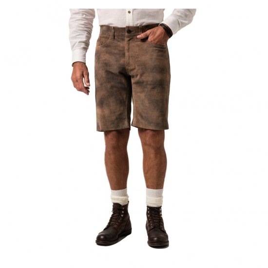 JP1880 Shorts Leather Traditional Cowhide Brown - Šorti - Šorti - W40-W60