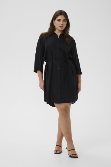 Kaffe Curve Mille Short Shirt Dress Black Deep - Mini kleitas - 
