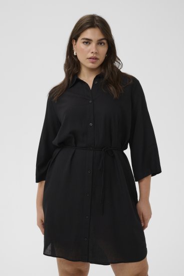 Kaffe Curve Mille Short Shirt Dress Black Deep - Mini kleitas - 
