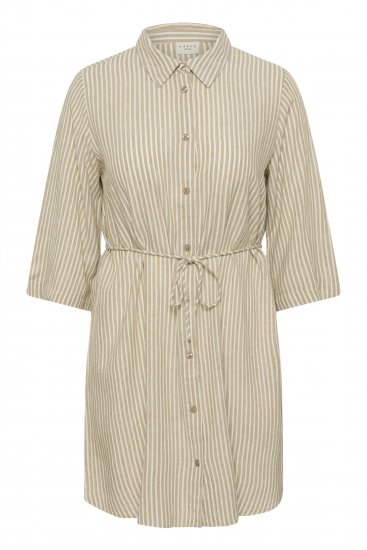 Kaffe Curve Milla Short Shirt Dress Chinchilla/Chalk Stripe - Mini kleitas - 