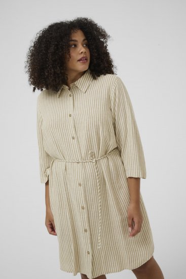 Kaffe Curve Milla Short Shirt Dress Chinchilla/Chalk Stripe - Mini kleitas - 