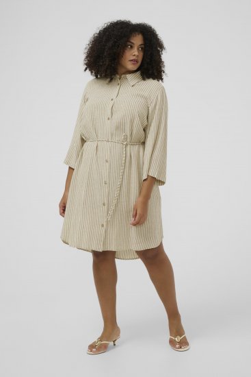 Kaffe Curve Milla Short Shirt Dress Chinchilla/Chalk Stripe - Mini kleitas - 