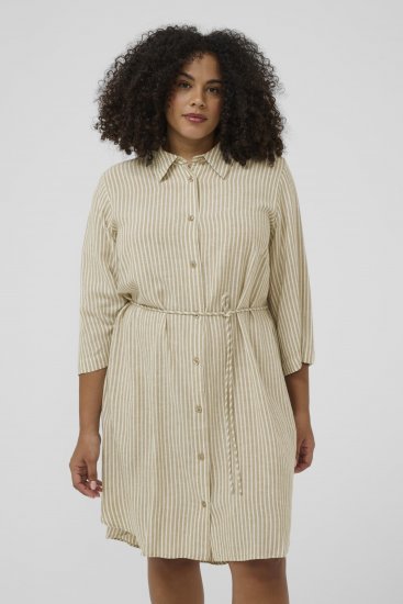 Kaffe Curve Milla Short Shirt Dress Chinchilla/Chalk Stripe - Mini kleitas - 