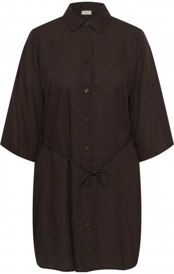 Kaffe Curve Mille Short Shirt Dress Black Coffee Brown - Mini kleitas - 