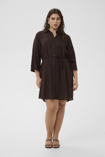 Kaffe Curve Mille Short Shirt Dress Black Coffee Brown - Mini kleitas - 