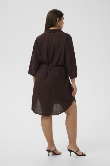 Kaffe Curve Mille Short Shirt Dress Black Coffee Brown - Mini kleitas - 
