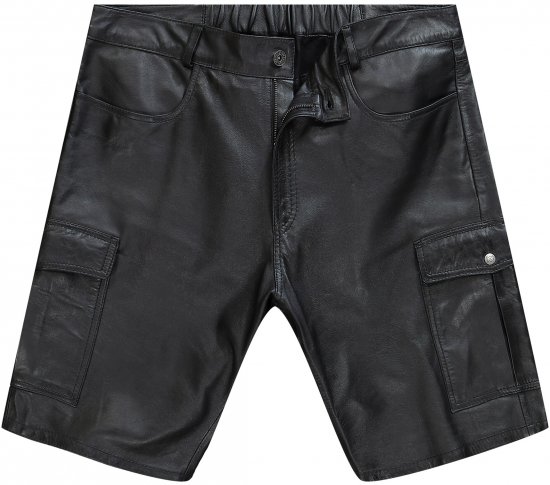 JP1880 Leather Shorts Cargo Pockets Lamb Nappa Leather Black - Šorti - Šorti - W40-W60