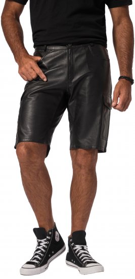 JP1880 Leather Shorts Cargo Pockets Lamb Nappa Leather Black - Šorti - Šorti - W40-W60
