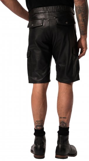 JP1880 Leather Shorts Cargo Pockets Lamb Nappa Leather Black - Šorti - Šorti - W40-W60