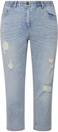 Ulla Popken Stonewashed Distressed Boyfriend Jeans Light Blue - Džinsi & Bikses Lielos Izmēros – Plus Size - 