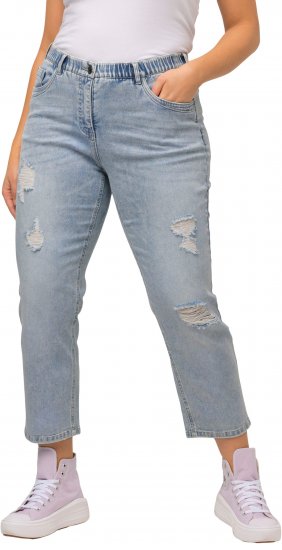 Ulla Popken Stonewashed Distressed Boyfriend Jeans Light Blue - Džinsi & Bikses Lielos Izmēros – Plus Size - 
