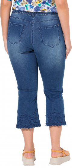 Ulla Popken Cropped Flared Eyelet Jeans Denim Blue - Džinsi & Bikses Lielos Izmēros – Plus Size - 