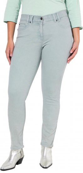 Ulla Popken Slim Leg Light Wash Jeans Light Moss Light Moss Green - Džinsi & Bikses Lielos Izmēros – Plus Size - 