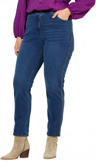 Ulla Popken Rhinestone Seam Stretch Fit Jeans Blue Denim - Džinsi & Bikses Lielos Izmēros – Plus Size - 