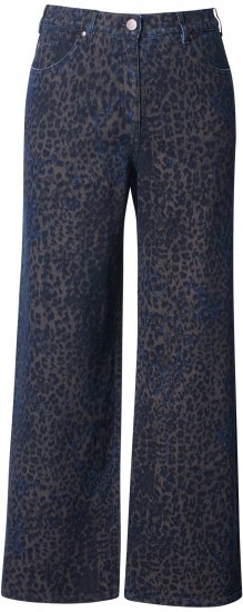 Ulla Popken Leopard Print Stretch Fit Jeans Ink Blue - Džinsi & Bikses Lielos Izmēros – Plus Size - 