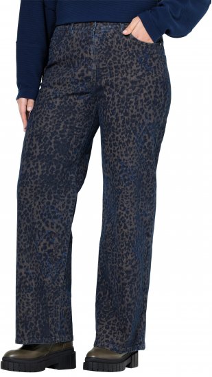 Ulla Popken Leopard Print Stretch Fit Jeans Ink Blue - Džinsi & Bikses Lielos Izmēros – Plus Size - 