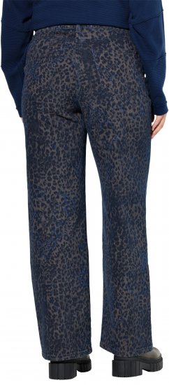 Ulla Popken Leopard Print Stretch Fit Jeans Ink Blue - Džinsi & Bikses Lielos Izmēros – Plus Size - 