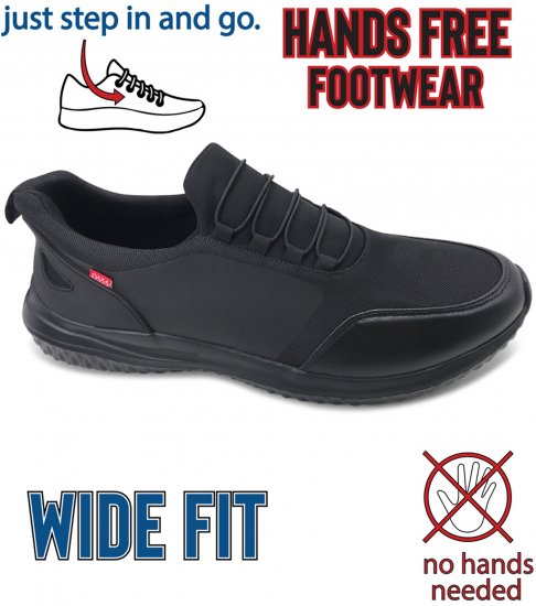 D555 Doncaster Kingsize Hands Free with Faux Laces Black - Brīvā laika apavi - 