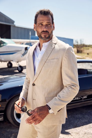 JP1880 Kos Linen Blend Jacket Sand - Uzvalki un žaketes - Liela izmēra uzvalki un bleizeri