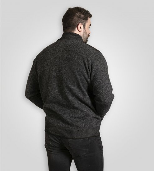 D555 Dereham 2 Knitted Sweater with Zipper Charcoal TALL - TALL džemperi - 
