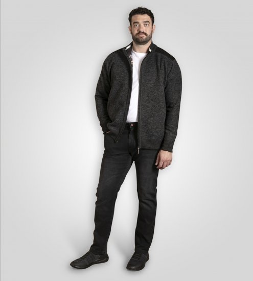 D555 Dereham 2 Knitted Sweater with Zipper Charcoal TALL - TALL džemperi - 