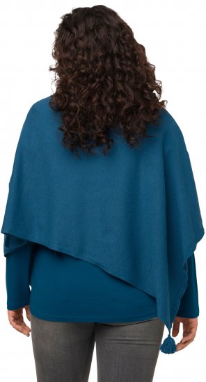 Ulla Popken Knit Pointed Hem Poncho Cerulean - Džemperi un džemperi ar kapuci - 