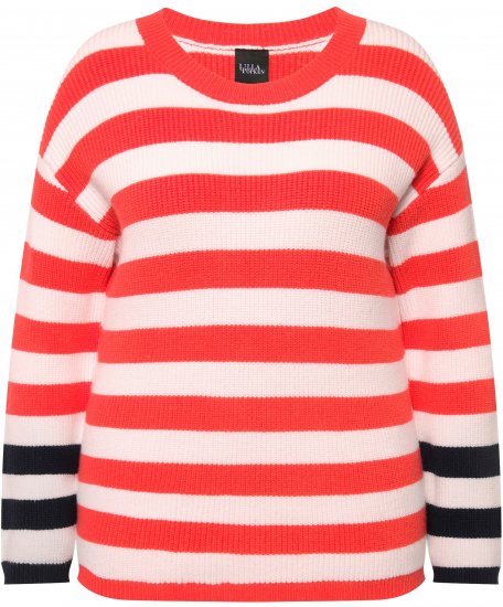 Ulla Popken Mixed Stripe Long Sleeve Sweater Hibiscus Red - Džemperi un džemperi ar kapuci - 
