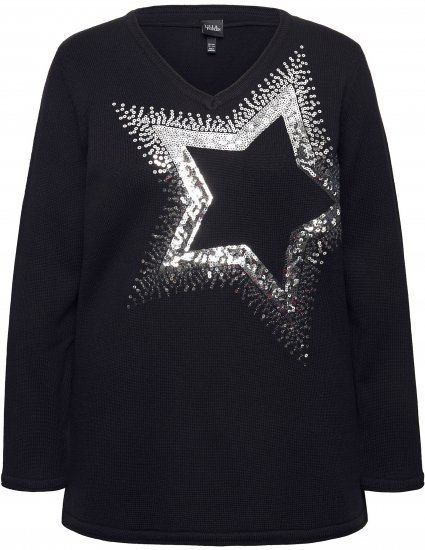 Ulla Popken Sequined Star Rolled Edge Sweater Black - Džemperi un džemperi ar kapuci - 