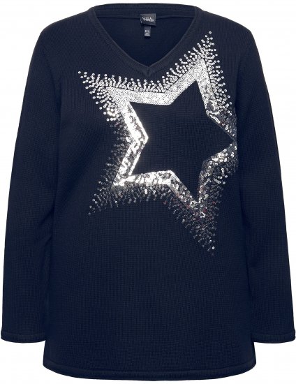 Ulla Popken Sequined Star Rolled Edge Sweater Navy - Džemperi un džemperi ar kapuci - 
