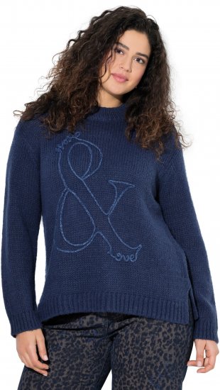 Ulla Popken Textured Glitter Embroidery Oversized Sweater Ink Blue - Džemperi un džemperi ar kapuci - 