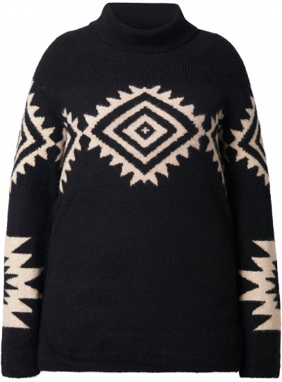 Ulla Popken Aztec Pattern Turtleneck Sweater Black - Džemperi un džemperi ar kapuci - 