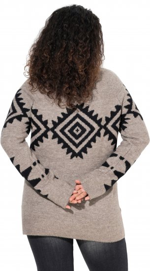 Ulla Popken Aztec Pattern Turtleneck Sweater Pebble Grey - Džemperi un džemperi ar kapuci - 