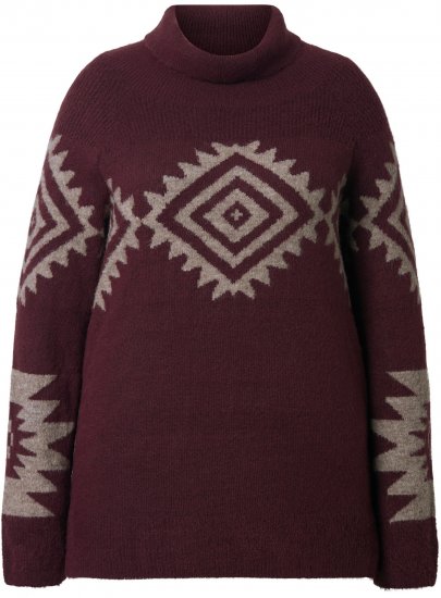 Ulla Popken Aztec Pattern Turtleneck Sweater Plum - Džemperi un džemperi ar kapuci - 
