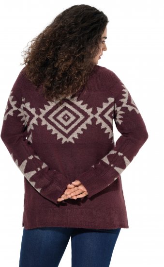 Ulla Popken Aztec Pattern Turtleneck Sweater Plum - Džemperi un džemperi ar kapuci - 