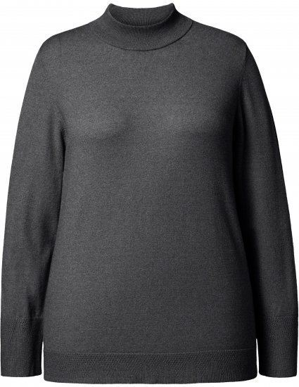 Ulla Popken Long Sleeves Mock Turtleneck Sweater Charcoal Grey Melange - Džemperi un džemperi ar kapuci - 
