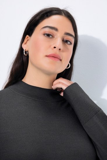 Ulla Popken Long Sleeves Mock Turtleneck Sweater Charcoal Grey Melange - Džemperi un džemperi ar kapuci - Mīksti džemperi un jakas